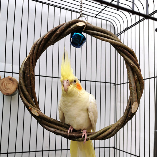 Bird Standing Frame Rattan Ring Chewing Toy