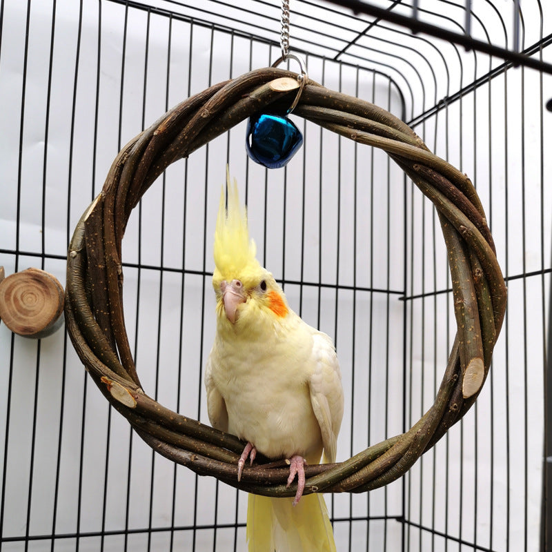 Bird Standing Frame Rattan Ring Chewing Toy