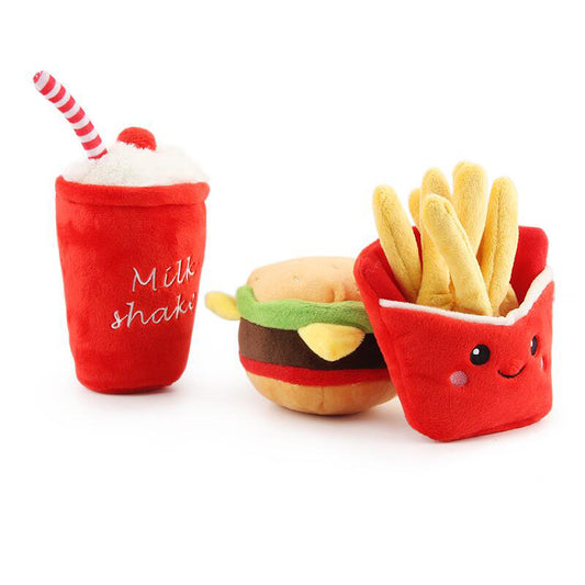 Hamburger Pet Plush Toy Vocal Fries / Hamburger / Milkshake Cup / Pizza