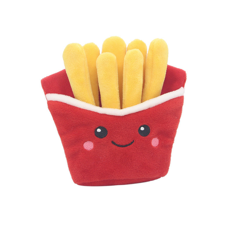 Hamburger Pet Plush Toy Vocal Fries / Hamburger / Milkshake Cup / Pizza